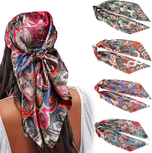 Satin Large Square Head Scarves Silk Like Neck Scarf Hair Sleeping Wraps Satin Silk Scarfs for Women