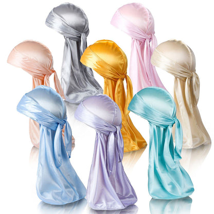 Satin Head Wrap Durag Long Tail Beanies for Men Women Headwraps Cap