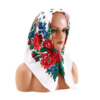 Women's fashion printed headscarf Russian square all-in-one dust-proof sun protection shawl multi-functional scarf