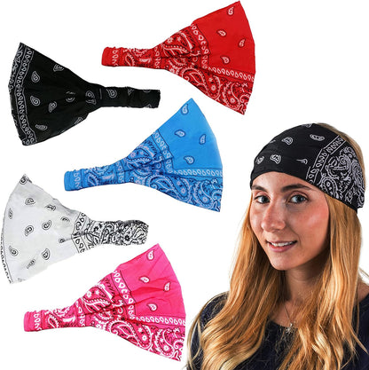 Paisley Bandana Headbands Yogo Headbands Paisley Headbands Wide Bandana Headband