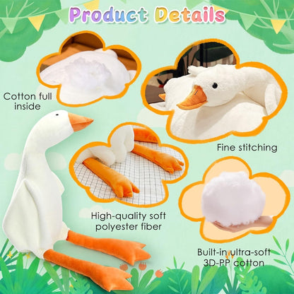 Stuffed Animal Cute Duck Plush Toy, Goose Plush Soft Swan Hugging Pillow