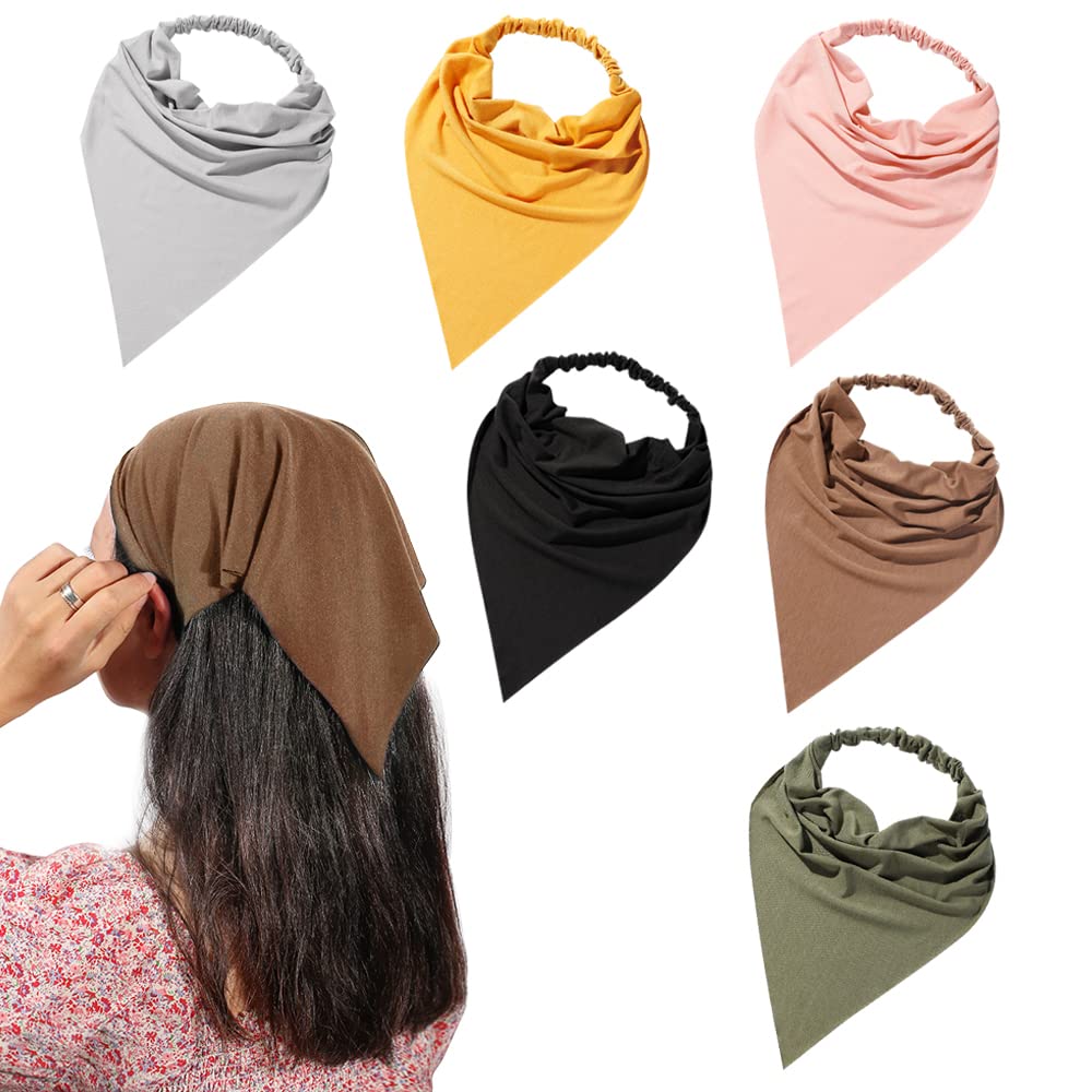 Hair Scarf Headband for Women - Elastic Hair Kerchief Large Boho Triangle Bandana Head Scarf