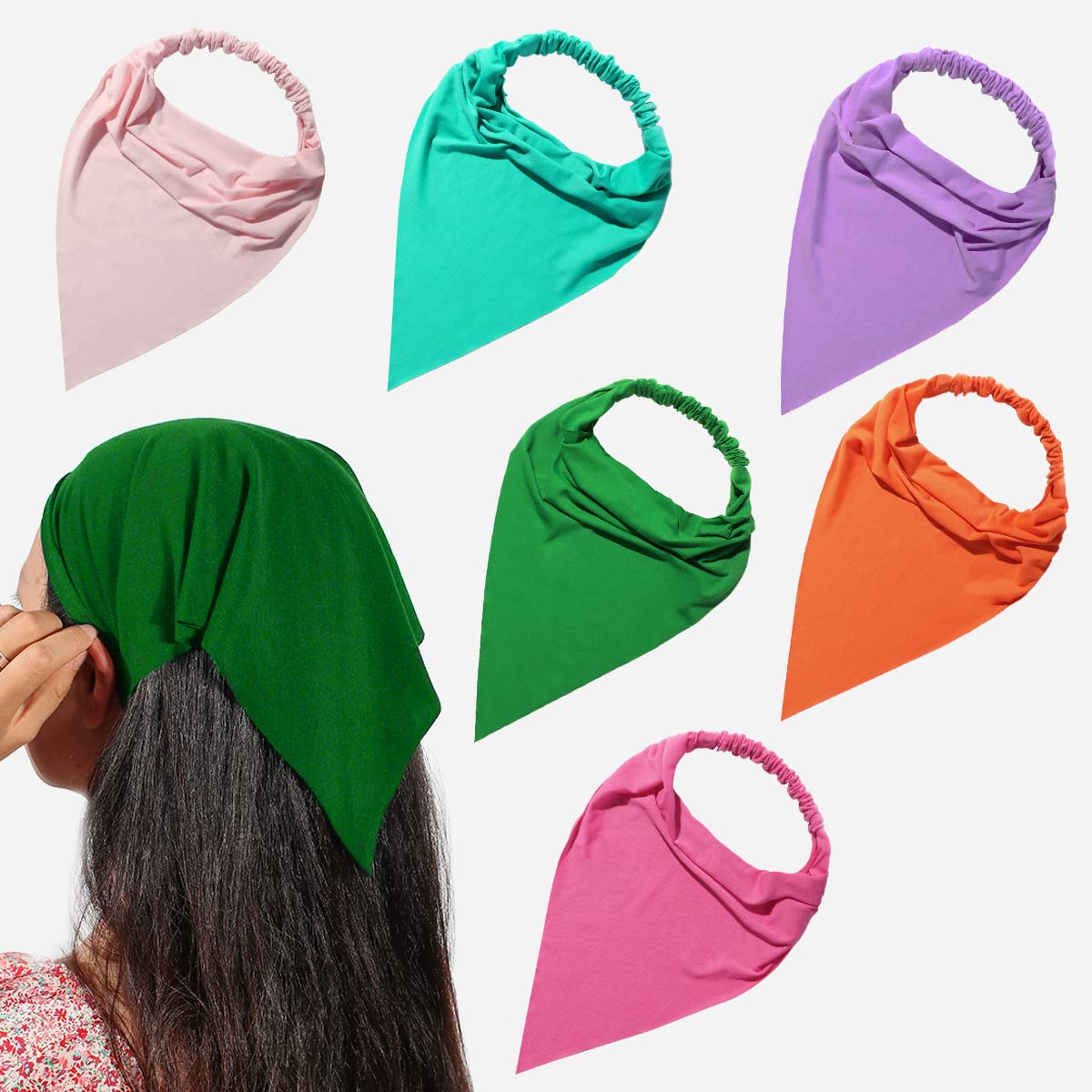 Hair Scarf Headband for Women - Elastic Hair Kerchief Large Boho Triangle Bandana Head Scarf