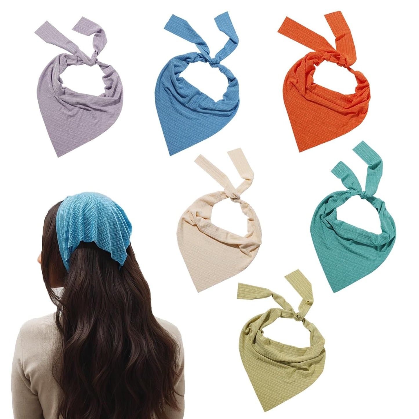 Hair Scarf Headband for Women - Elastic Hair Kerchief Large Boho Triangle Bandana Head Scarf