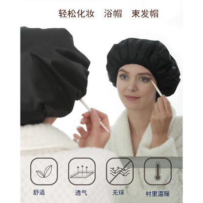 Dual Waterproof Design Adjustable Terry Shower Cap for Women and Men