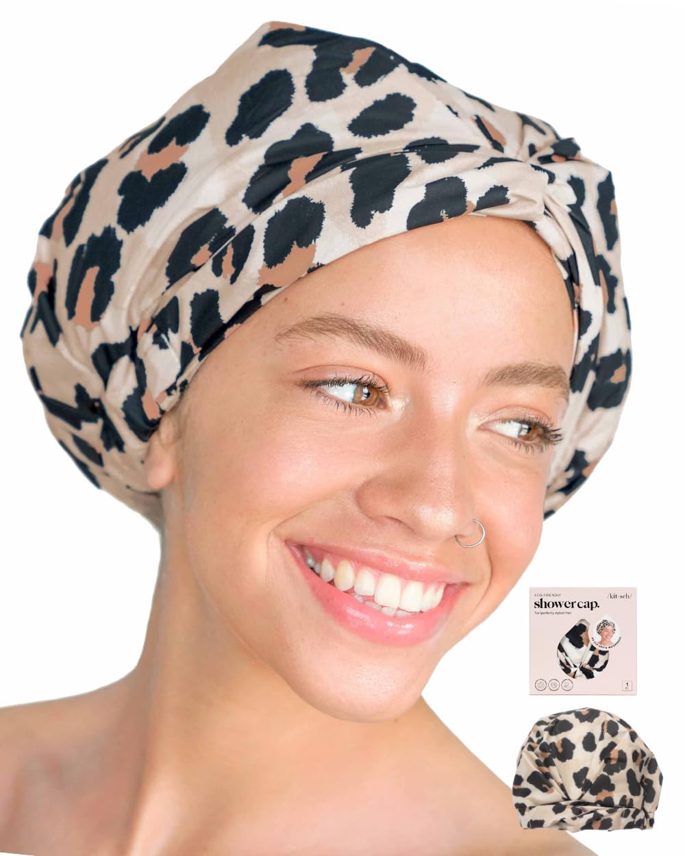 Shower Cap for Women Waterproof,Satin Lined Shower Cap, Reusable Shower Cap, Adjustable Hair Cap for Shower, Shower Bonnet, Waterproof Hair Shower Caps for Long Hair