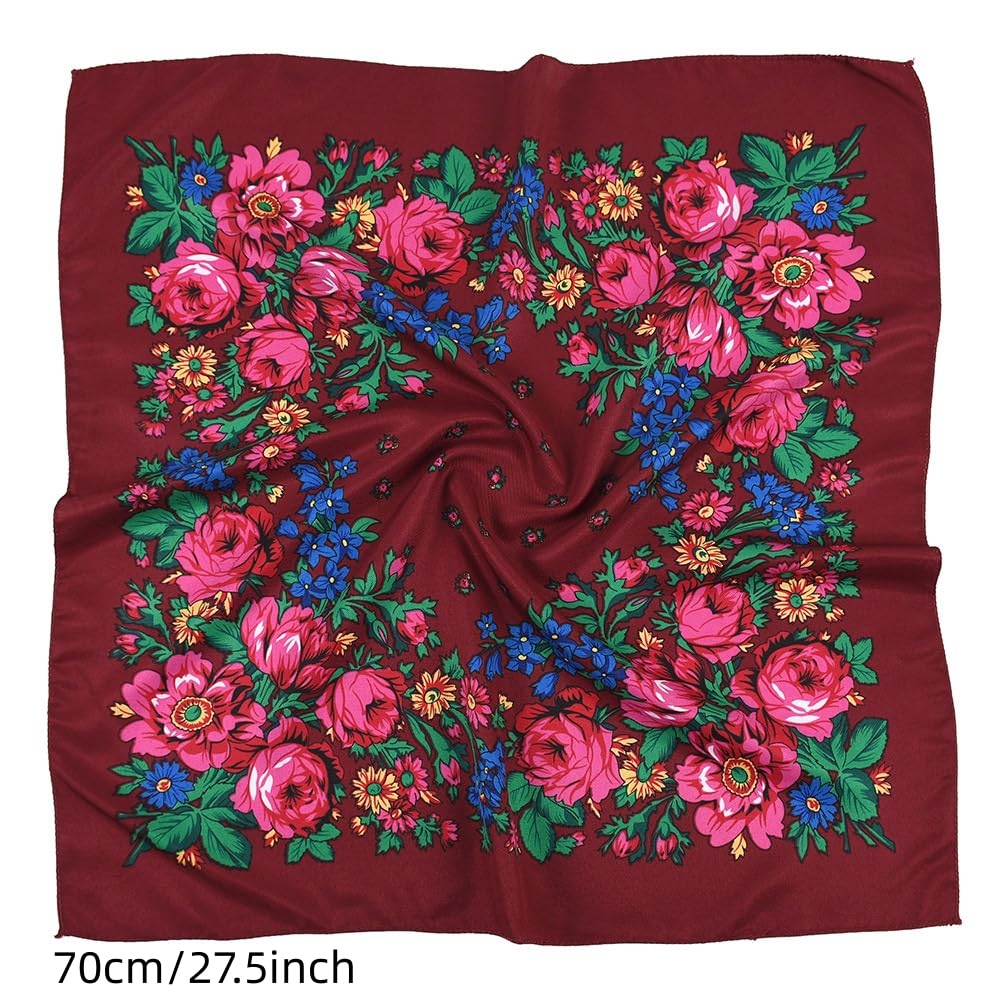 Women's fashion printed headscarf Russian square all-in-one dust-proof sun protection shawl multi-functional scarf