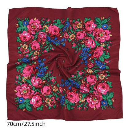 Women's fashion printed headscarf Russian square all-in-one dust-proof sun protection shawl multi-functional scarf