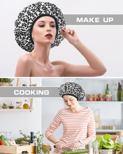 Dual Waterproof Design Adjustable Terry Shower Cap for Women and Men