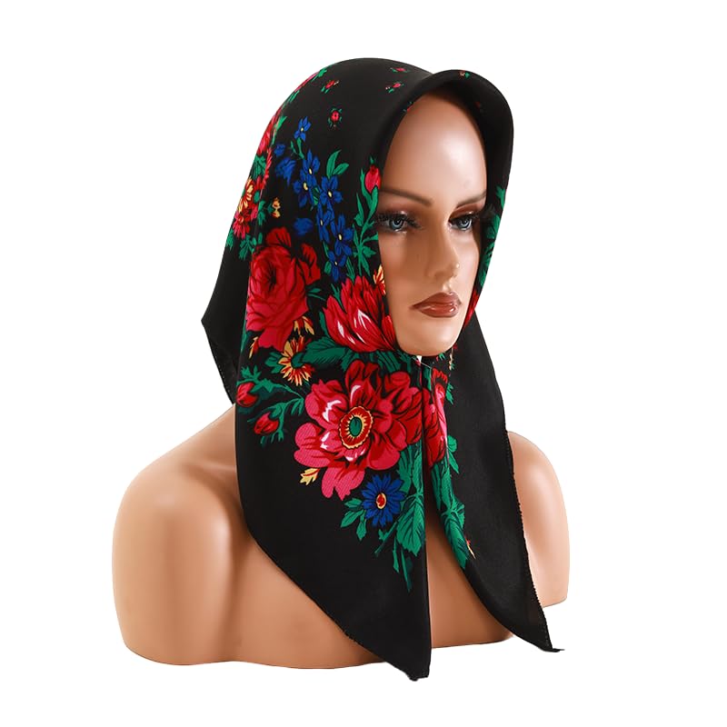 Women's fashion printed headscarf Russian square all-in-one dust-proof sun protection shawl multi-functional scarf