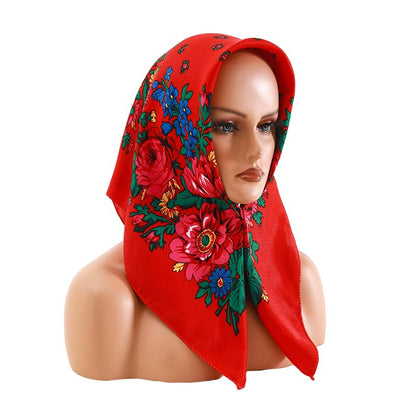 Women's fashion printed headscarf Russian square all-in-one dust-proof sun protection shawl multi-functional scarf