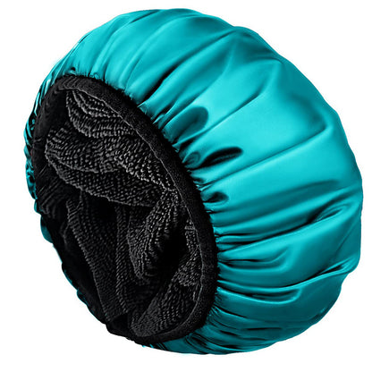 Dual Waterproof Design Adjustable Terry Shower Cap for Women and Men