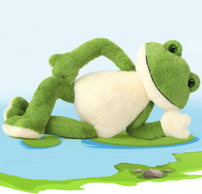 Frog Plush Toy Long Legs&Arms Huggable Plush Frog Toy, Green Frog Plush with Smiling Face Giant Gift