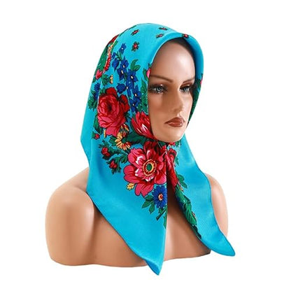 Women's fashion printed headscarf Russian square all-in-one dust-proof sun protection shawl multi-functional scarf