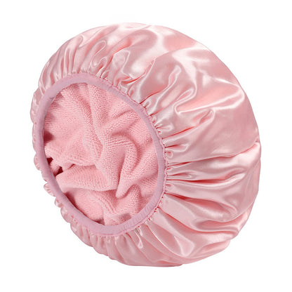 Dual Waterproof Design Adjustable Terry Shower Cap for Women and Men