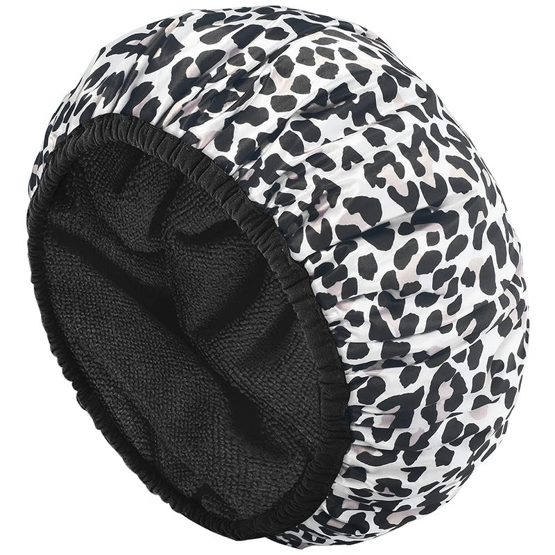 Dual Waterproof Design Adjustable Terry Shower Cap for Women and Men