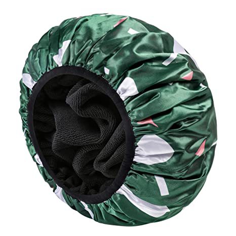 Dual Waterproof Design Adjustable Terry Shower Cap for Women and Men