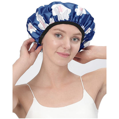 Dual Waterproof Design Adjustable Terry Shower Cap for Women and Men