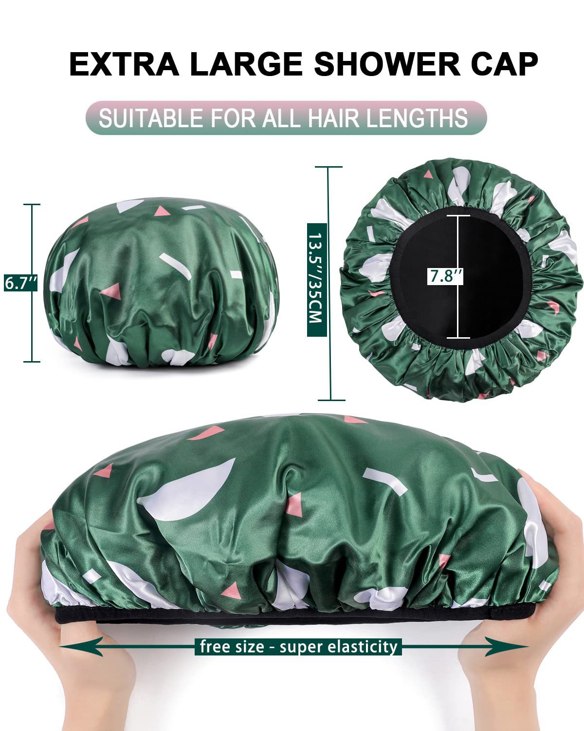 Dual Waterproof Design Adjustable Terry Shower Cap for Women and Men